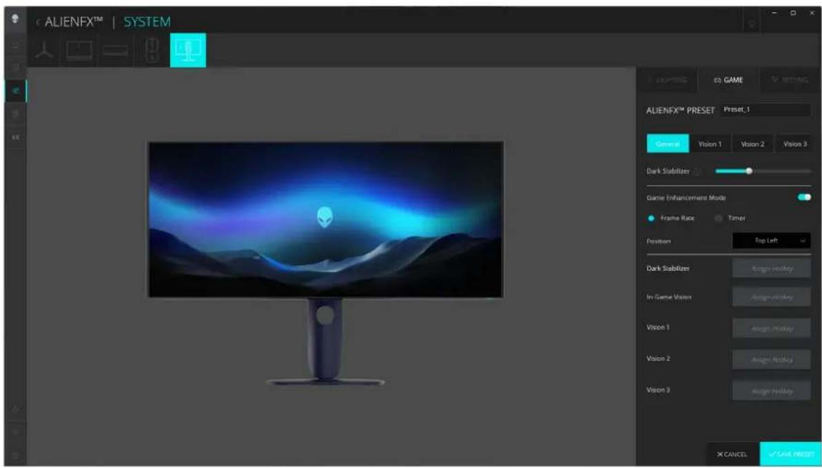 ALIENWARE AW3425DW - Ajuster les fonctions de jeu avancées - 1