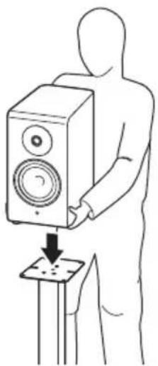 YAMAHA SPS-800A - Place the speaker on the plate of the speaker stand. - 1