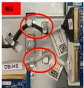 DELL Pro 24 QC24250 - Acheminement correct du câble d'alimentation (MB-PWR) et du câble haut débit (MB-HS) - 5