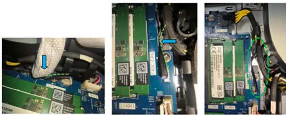 DELL Pro 24 QC24250 - Acheminement correct du câble du ventilateur (ventilateur du processeur) - 1