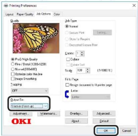 OKI Pro9541WT - Χρησιμοποιώντας το δίσκο στοίβας προς τα πάνω (Η εκτυπωμένη πλευρά είναι προς τα πάνω) - 4