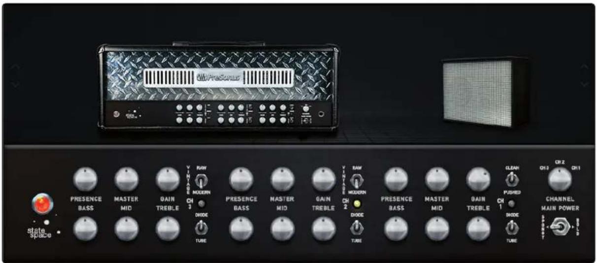 PRESENCE BASS MASTER MID GAIN TREBLE RAW MODERN CH 3 DIODE TUBE PRESENCE BASS MASTER MID GAIN TREBLE RAW MODERN CH 2 DIODE TUBE PRESENCE BASS MASTER MID GAIN TREBLE CLEAN PUSHED CH 1 DIODE TUBE CHANNEL MAIN POWER state space