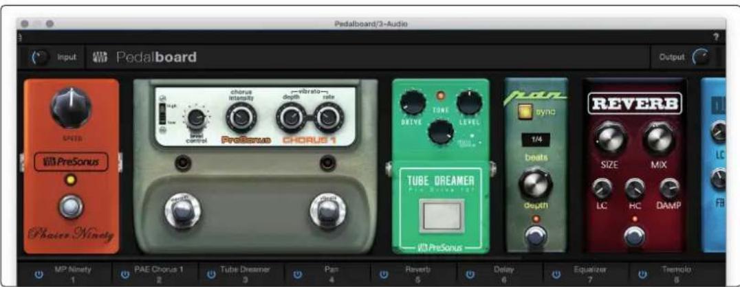 Pedalboard/3-Audio Input Pedalboard Output Units PreSonus Phaser Ninety MP Ninety 1 PAE Chorus 1 Tube Dreamer Pan Reverb Delay Equalizer Tremolo 2 3 4 5 6 7 8 Chorus Intensity vibrato depth ratio PreSonus CHORUS 1 TUBE DREAMER Pre SDRAM 1 Reverb 5 Delay 6 Equalizer 7 Tremolo