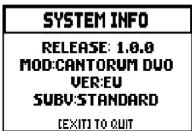 Viscount Cantorum Duo - VERIFICA DELLA VERSIONE DEL SISTEMA OPERATIVO INSTALLATA (funzione SYS. INFO) - 2