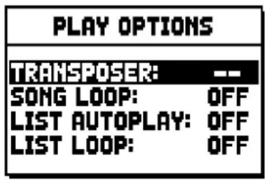 Viscount Unico 300 - OPZIONI DI RIPRODUZIONE (menu PLAY OPTIONS) - 1