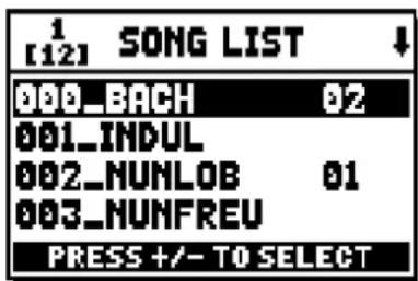 Viscount Unico 300 - SONGLISTS (SONGLIST function) - 2