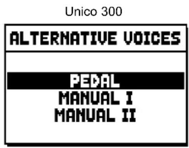 Viscount Unico 300 - SELECTION DES VOIX ALTERNATIVES (fonction ALTERNATIVE VOICE) - 2