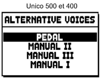 Viscount Unico 300 - SELECTION DES VOIX ALTERNATIVES (fonction ALTERNATIVE VOICE) - 1