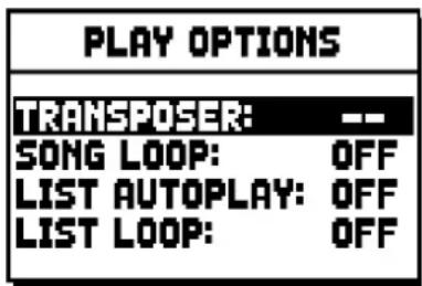 Viscount Unico 300 - OPTIONS DE REPRODUCTION DU SEQUENCEUR (menu PLAY OPTIONS) - 1