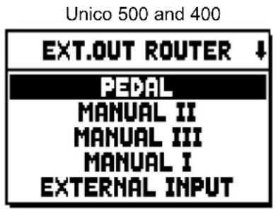 Viscount Unico 300 - SETTING THE ROUTING OF THE VOICES ON THE REAR AUDIO OUTPUTS (EXT. OUT ROUTER function) - 1