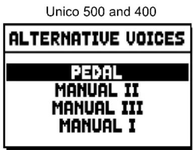 Viscount Unico 300 - SELECTING THE ALTERNATIVE VOICES (ALTERNATIVE VOICE function) - 1