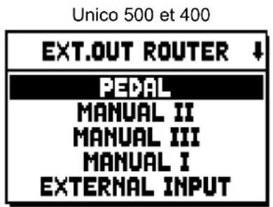 Viscount Unico 300 - DISTRIBUTION DES VOIX SUR LES SORTIES ARRIERE AUDIO (fonction EXT. OUT ROUTER) - 1
