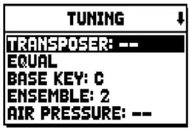 Viscount Unico 300 - INTONATION DE L'INSTRUMENT (menu TUNING) - 1