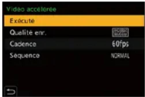 Video accélérée Exécuté Qualité enr. Cadence 60fps Sequence NORMAL
