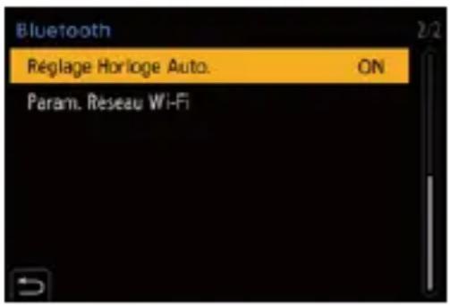 Bluetooth Réglage Horloge Auto. ON Param. Reseau Wi-Fi