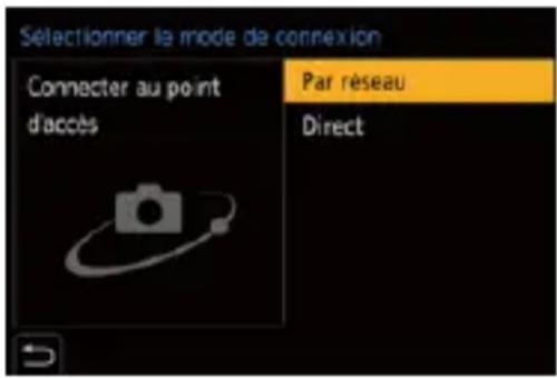 Sélectionner la mode de connexion Connector au point d'accès Par réseau Direct