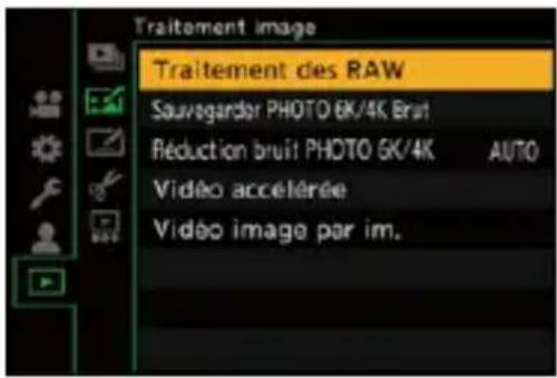 Traitement image Traitement des RAW Sauvsgardar PHOTO 6K/4K Brut Réduction bruit PHOTO 6K/4K AUTO Vidéo accélérée Vidéo image par im.
