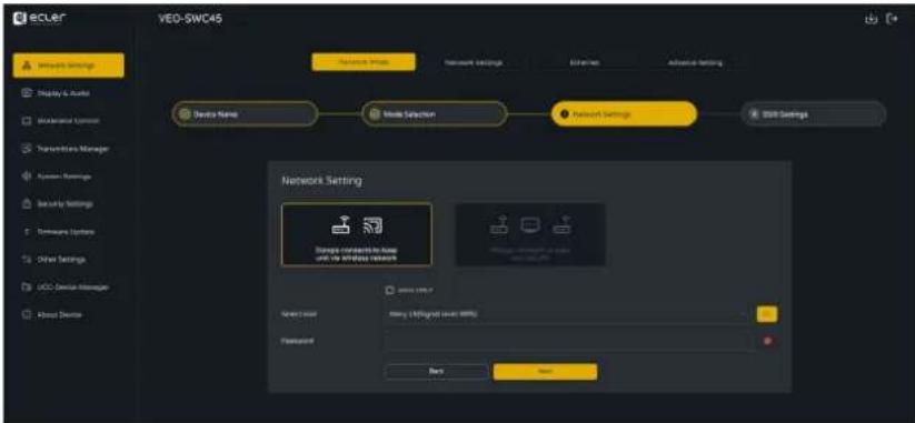Ecler VEO-SWC45TU - Cliquez sur « Next » (étape suivante) pour configurer le point d'accès WiFi. - 6
