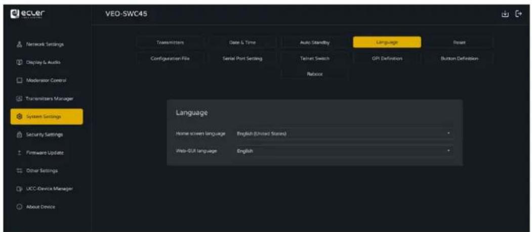 Ecler VEO-SWC45TU - Language (langue) - 1