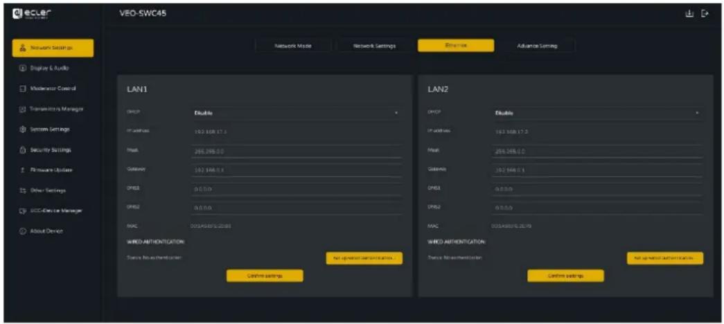 Ecler VEO-SWC45TU - Network Settings (paramètres réseau) - 6