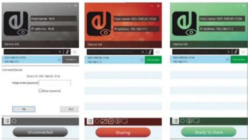 Ecler VEO-SWC45TU - • Démarrage et fonctionnement de l'application VEOShare - 1