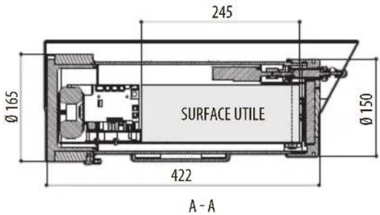245 Ø165 SURFACE UTILE Ø150 422 A - A