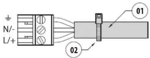 Videotec Maximus MHX - Connection of the power supply line in 24Vac, 120Vac, 230Vac and 12Vdc for MHX with wiper and for MHXT - 4