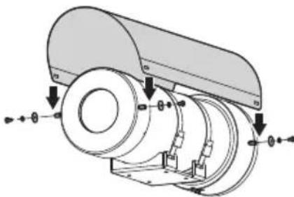 Videotec Maximus MHX - Befestigung des Sonnenschutzdachs - 1