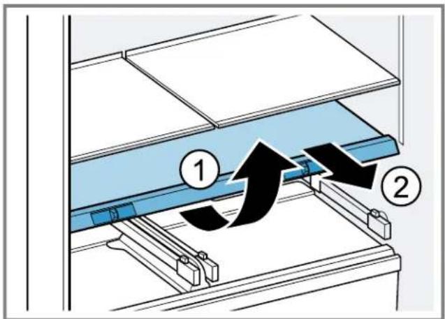 BOSCH B36CD80SNS - Removing the shelf above the fruit and vegetable container - 1