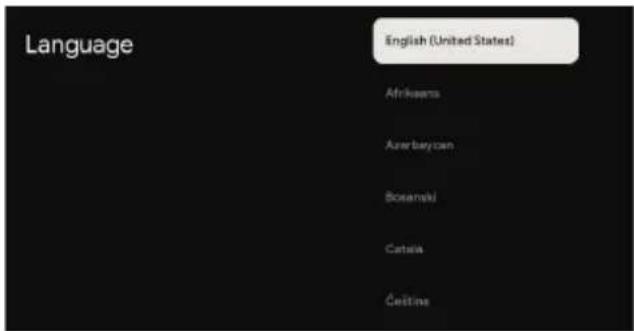 Language English (United States) Afrikaans Azerbaycan Bosanskii Cataria Čestine