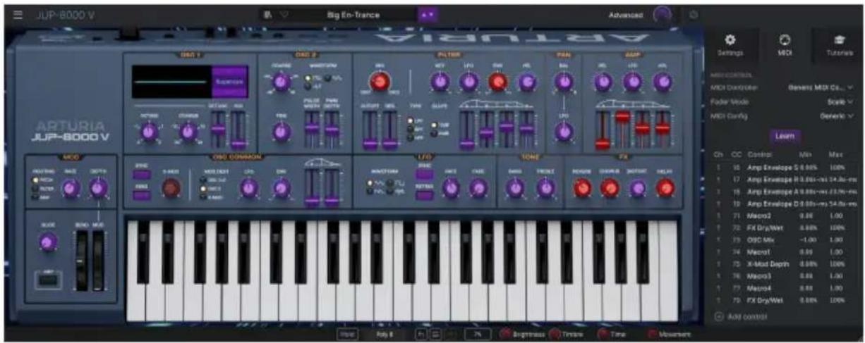 Arturia JUP-8000 V - Assigner et retirer des contrôles - 1