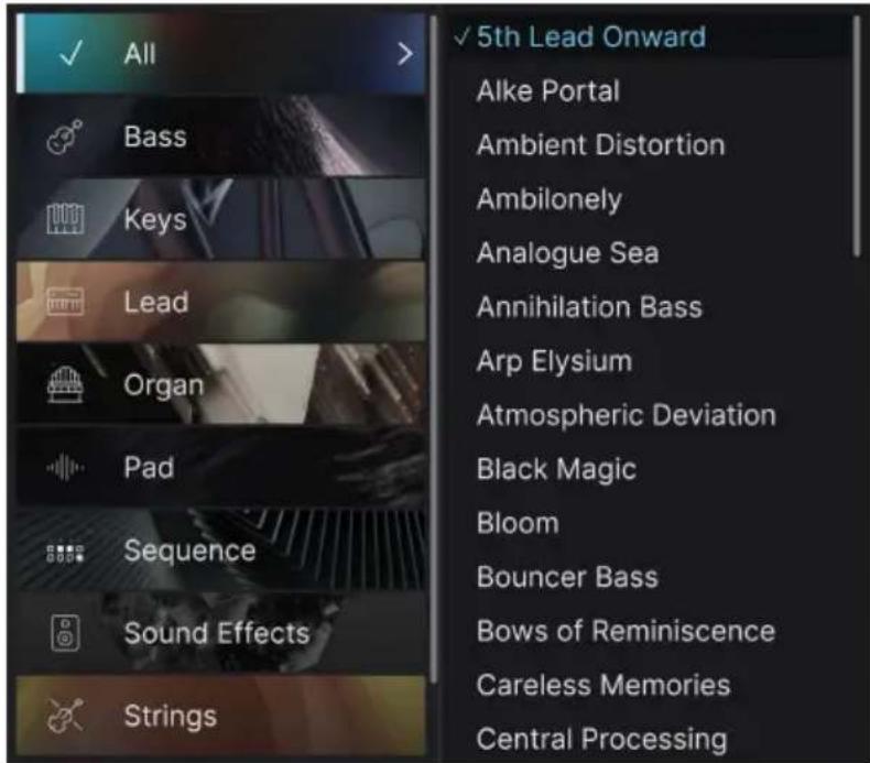 Arturia JUP-8000 V - Choix de presets : autres méthodes - 1