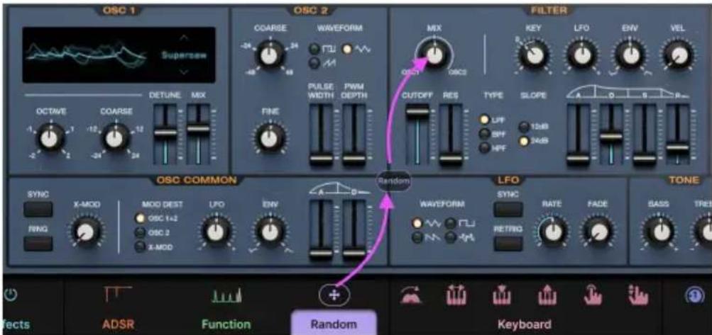 Arturia JUP-8000 V - Assigner une modulation - 1