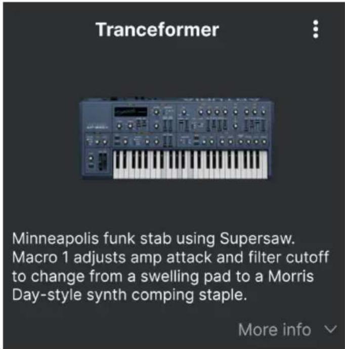 Arturia JUP-8000 V - Partie Preset Info - 1