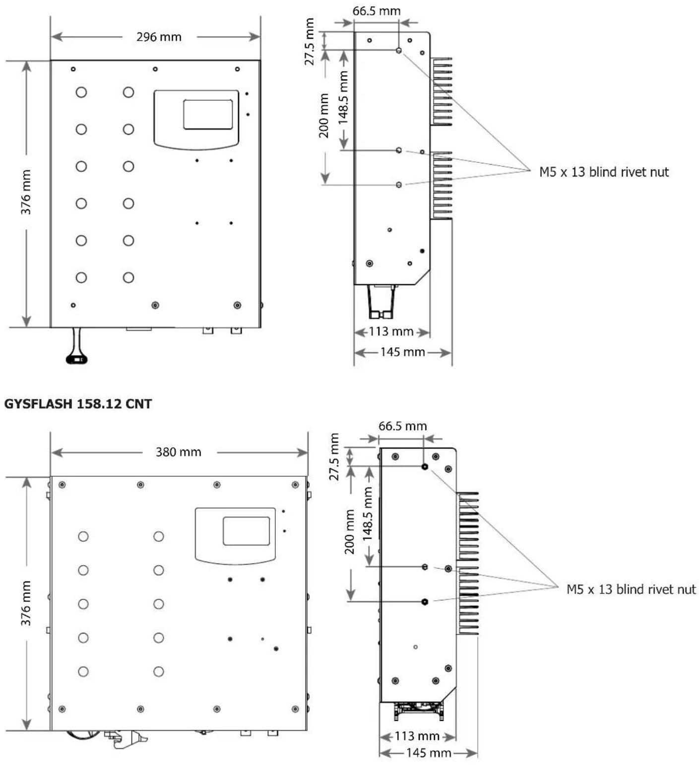 GYS Gysflash 148.12 CNT FV - PLANS MÉCANIQUES / MECHANICAL DRAWINGS / DIMENSIONEN - 1