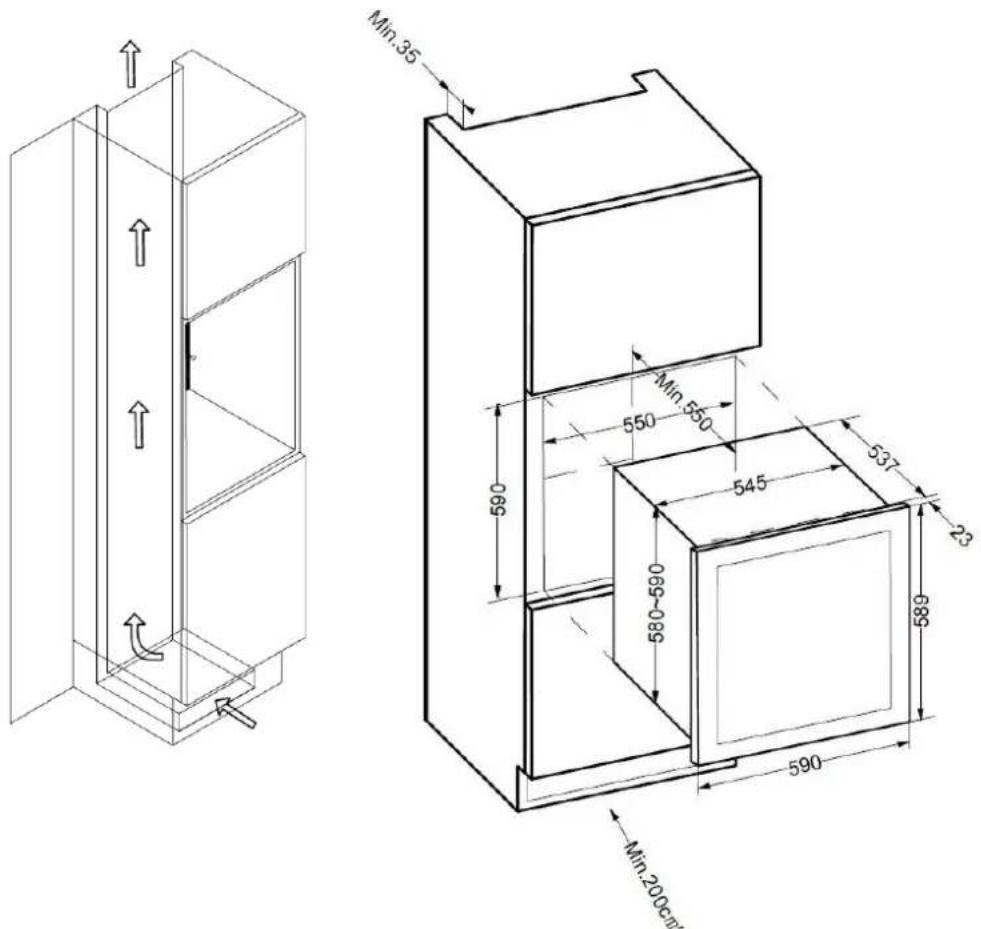 Küppersbusch FWK6862.0S - ATTENZIONE: per tutti questi modelli, va tenuto bene in considerazione lo spazio necessario per l'ingresso e l'uscita dell'aria. - 1
