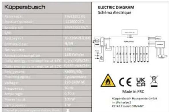 Küppersbusch FWK2852.0S - TECHNISCHE DATEN - 1