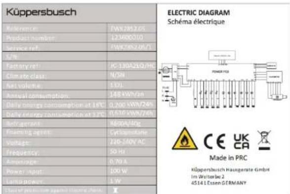 Küppersbusch FWK2852.0S - DATOS TÉCNICOS - 1