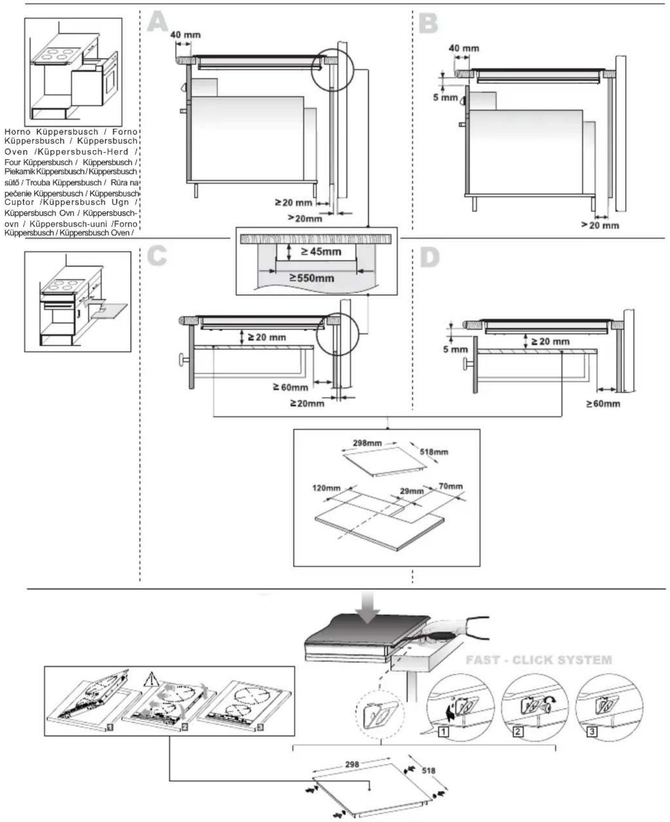 Küppersbusch VKI3550.0SR - Montage / Instalación / Instalação / Installation / Installation / Kurulum / Montaz / Instalace / Inštalácia / Instalare / Installazione / Installatie - 1