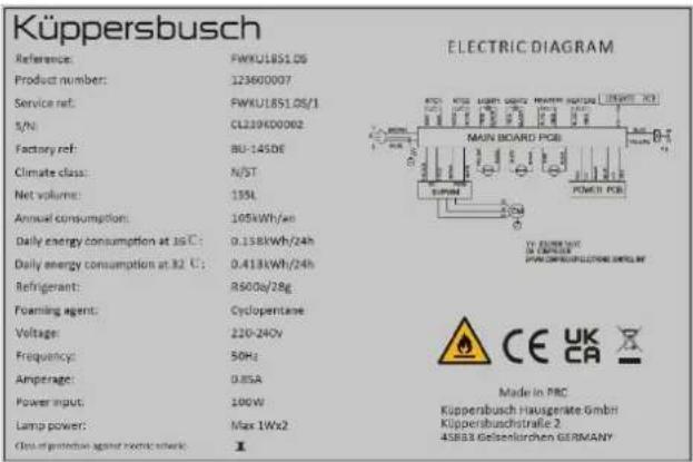 Küppersbusch FWKU1851.0S - TECHNISCHE DATEN - 1