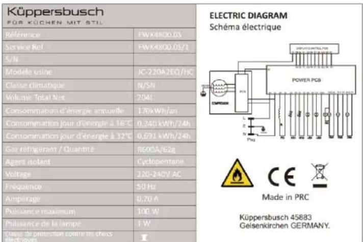 Küppersbusch FWK2800.0S - TARGHETTA INFORMATIVA - 1