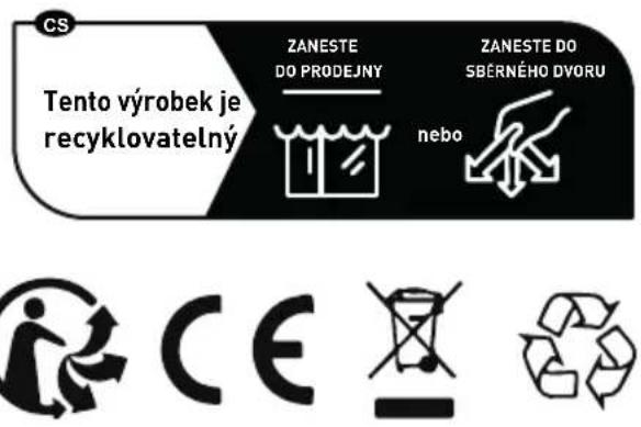 CS Tento výrobek je recyklovatelný ZANESTE DO PRODEJNY zebo ZANESTE DO SBERNÉHO DYORU