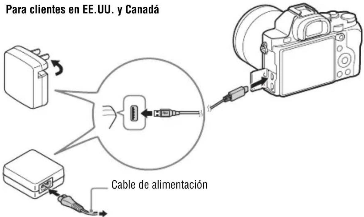 SONY Alpha ILCE-7K - Conecte la cámara al adaptador de ca (suministrado) utilizando el cable micro USB (suministrado), y conecte el adaptador de ca a la toma de corriente de la pared. - 1
