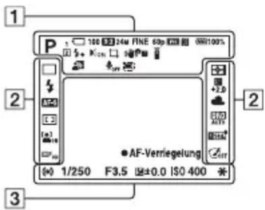 SONY Alpha ILCE-7K - Auflistung der Symbole auf dem Bildschirm - 1
