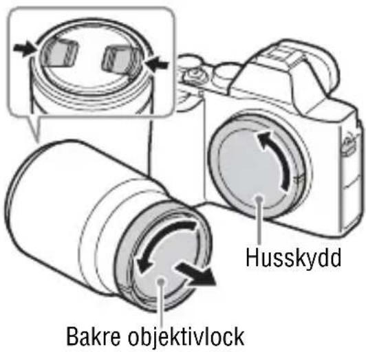 SONY Alpha ILCE-7K - Ta av husskyddet från kameran och det bakre objektivlocket från baksidan på objektivet. - 1