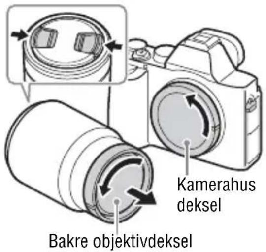 SONY Alpha ILCE-7K - Fjern kamerahusdekselet fra kameraet og det bakre objektivdekselet fra baksiden av objektivet. - 1