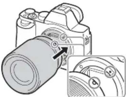 SONY Alpha ILCE-7K - Monte el objetivo alineando las marcas de índice blancas (índices de montura) del objetivo y la cámara. - 1