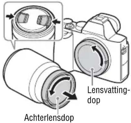 SONY Alpha ILCE-7K - Haal de lensvattingdop van de camera af en haal de achterlensdop van de lens af. - 1
