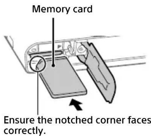 SONY CyberShot DSC-RX100M7 - Inserting the battery pack (supplied)/memory card (sold separately) into the camera - 2