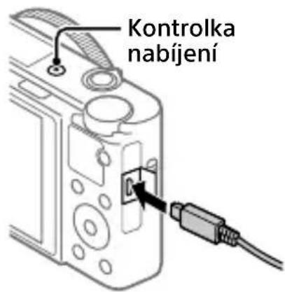 SONY CyberShot DSC-RX100M7 - Připojte fotoaparát s vloženým blokem akumulátorů k síťovému adaptéru (přiložen) kabelem mikro USB (přiložen) a připojte síťový adaptér do síťové zásuvky. - 1